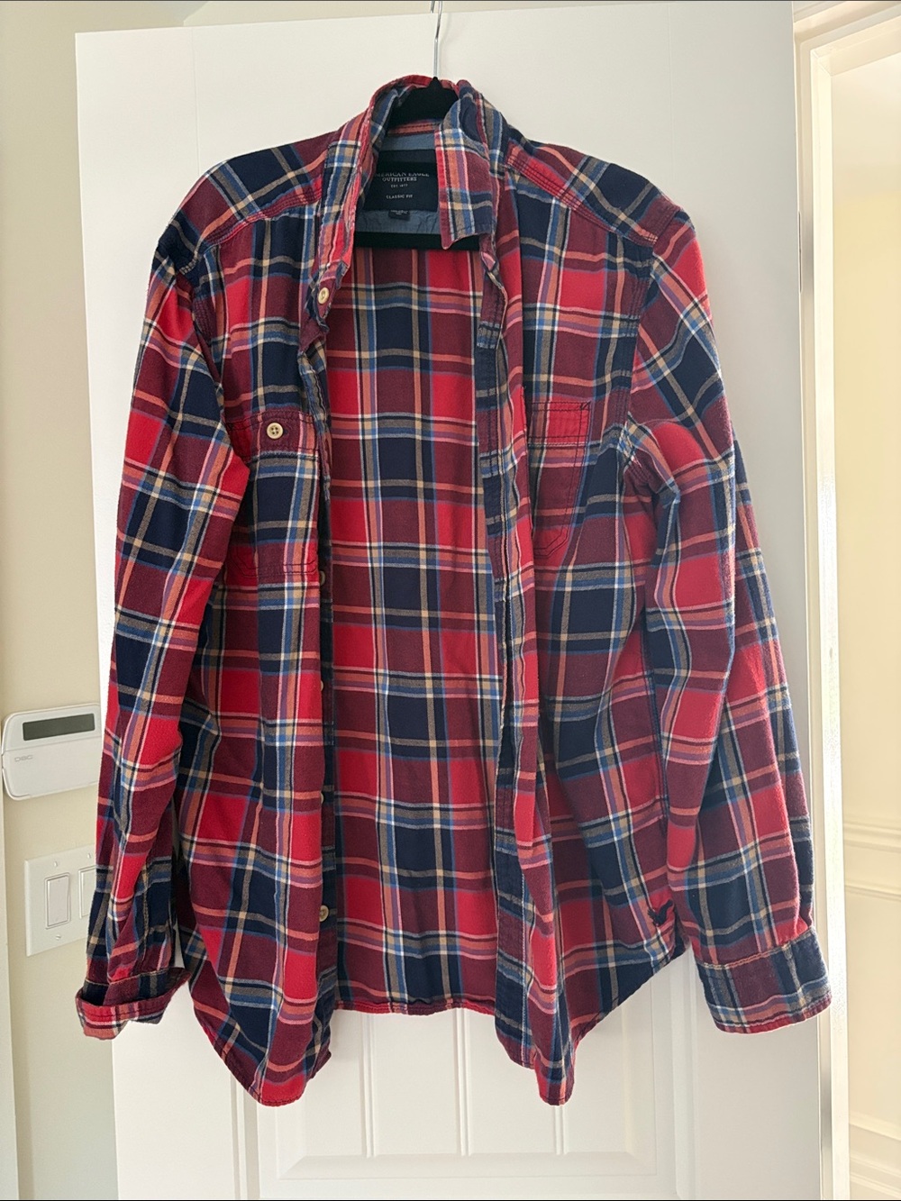 Classic Red & Navy Plaid Men’s Button Down